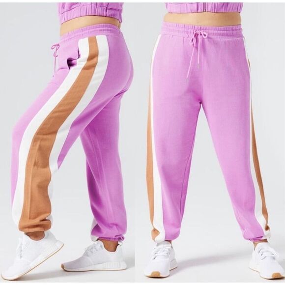New L*Space Orange Pink & White Matching Top & Sweat Pants Women’s size Medium - Picture 3 of 12